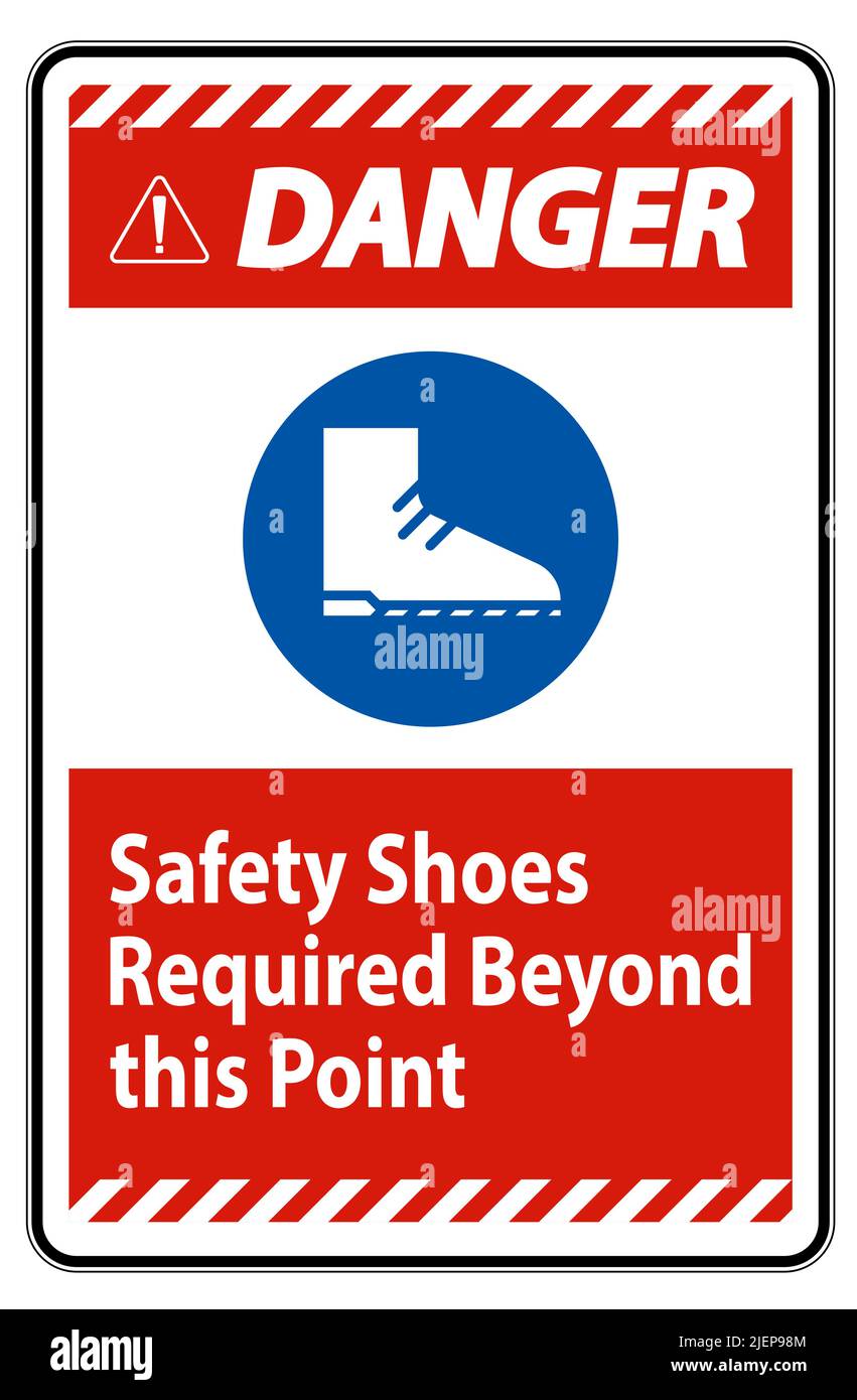 Danger Sign Safety Shoes Required Beyond This Point Stock Vector Image ...