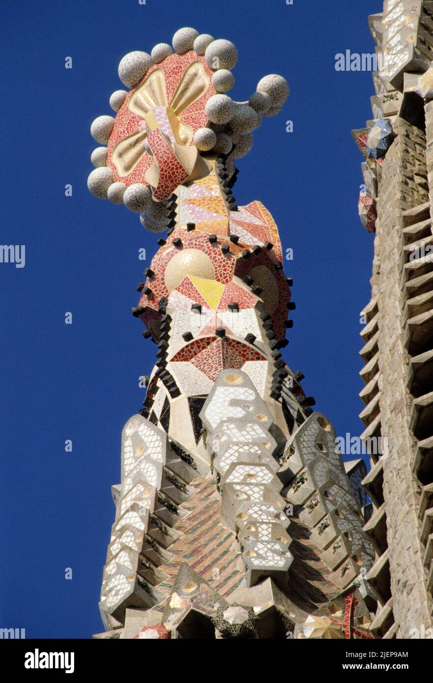 Spain Barcelona Antoni Gaudi Architect Sagrada Familia facade post modernisme architecture Stock Photo
