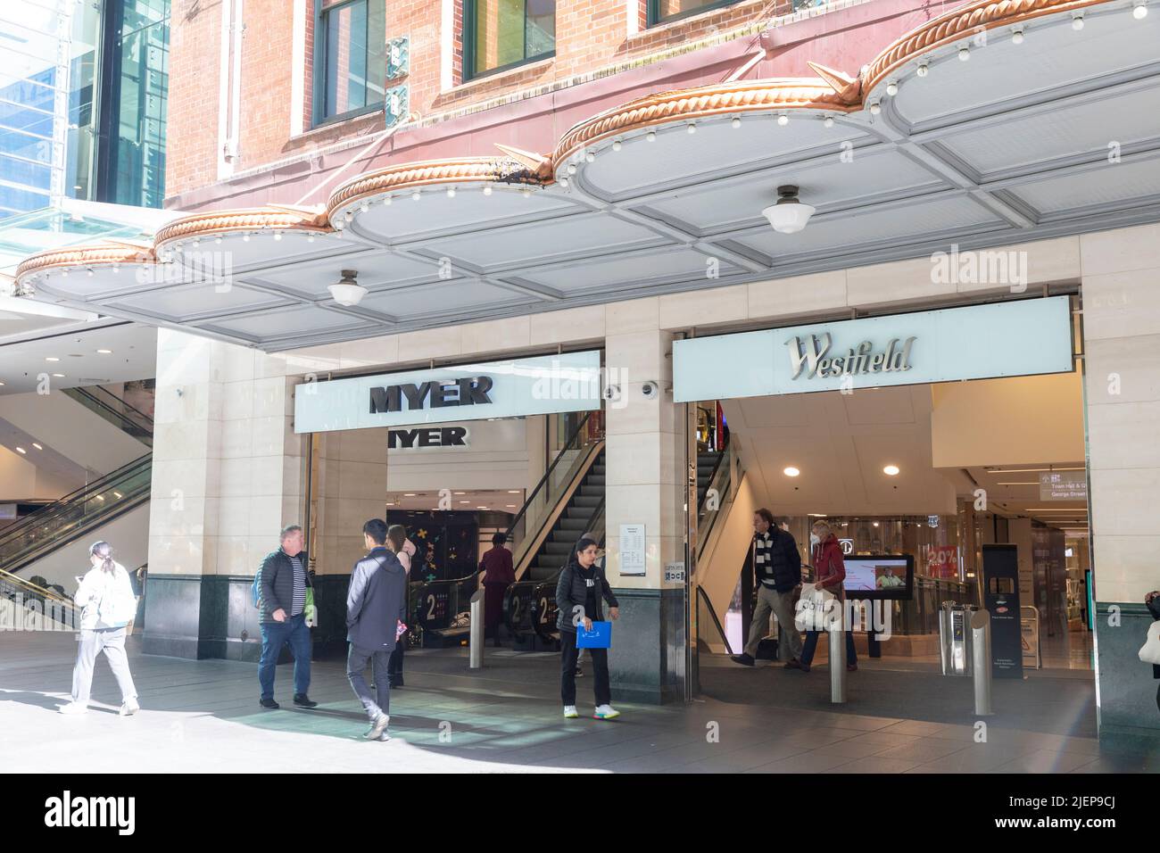 Westfield shopping centre mall in Pitt street Sydney with Myer