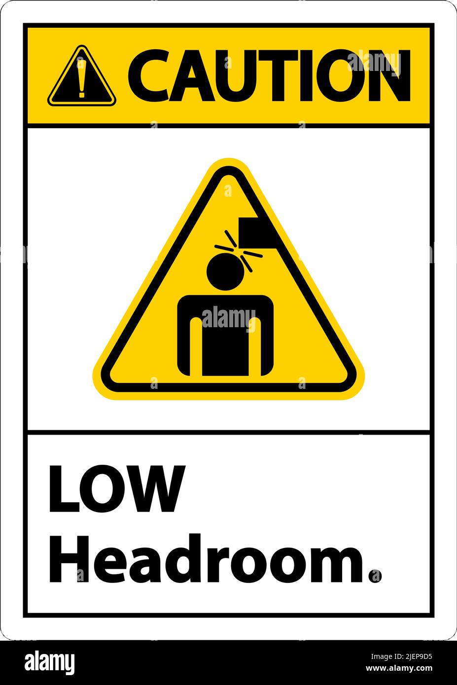 Caution Low Headroom Label Sign On White Background Stock Vector Image