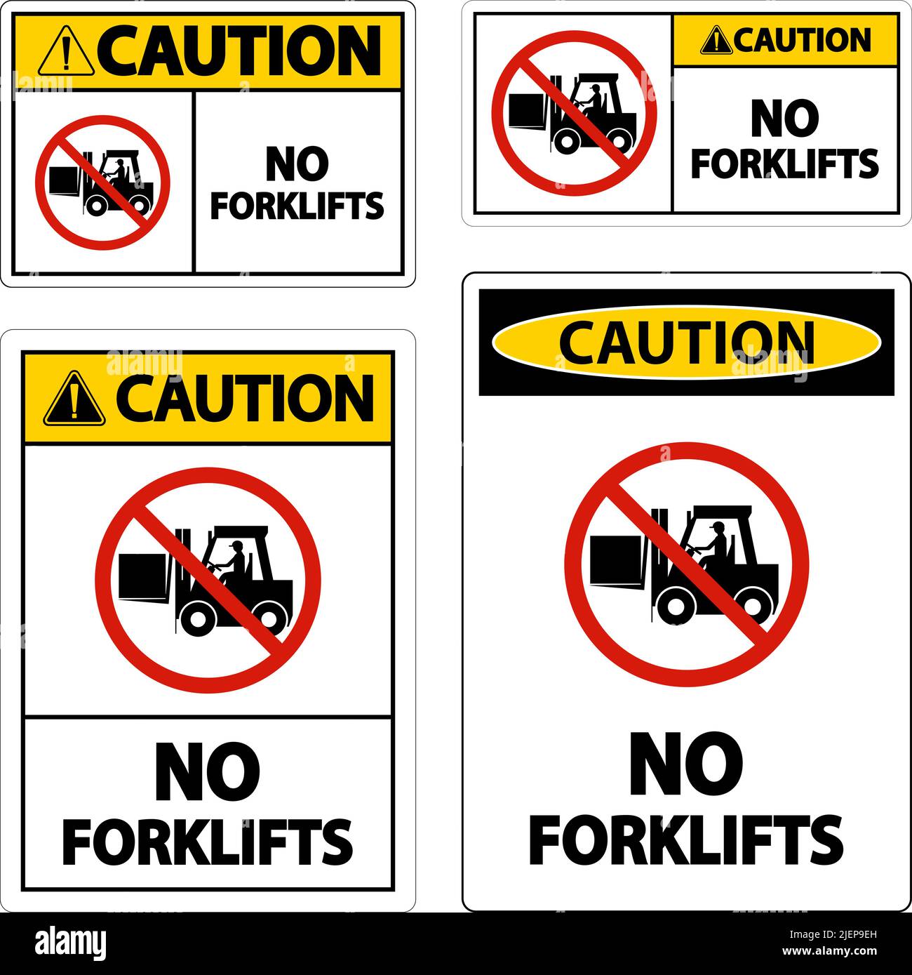 Caution No Forklifts Sign On White Background Stock Vector Image & Art