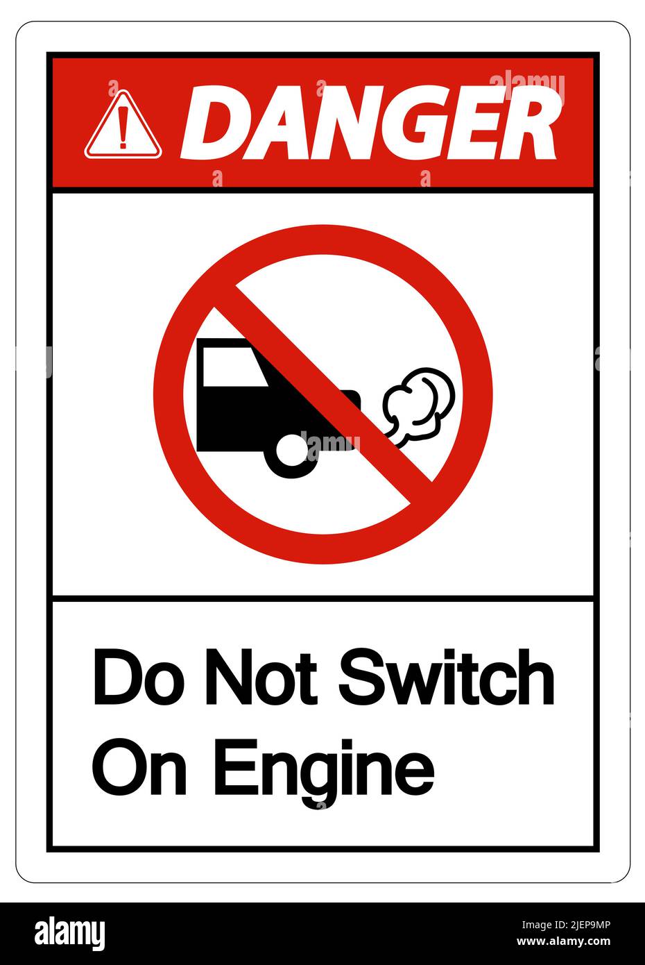 Danger Do Not Switch On Engine Sign On White Background Stock Vector