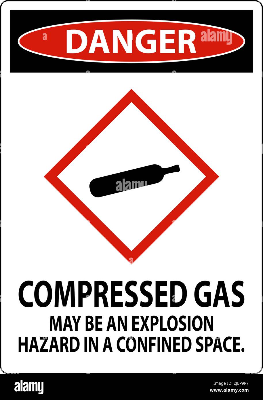 Danger Compressed Gas GHS Sign On White Background Stock Vector Image