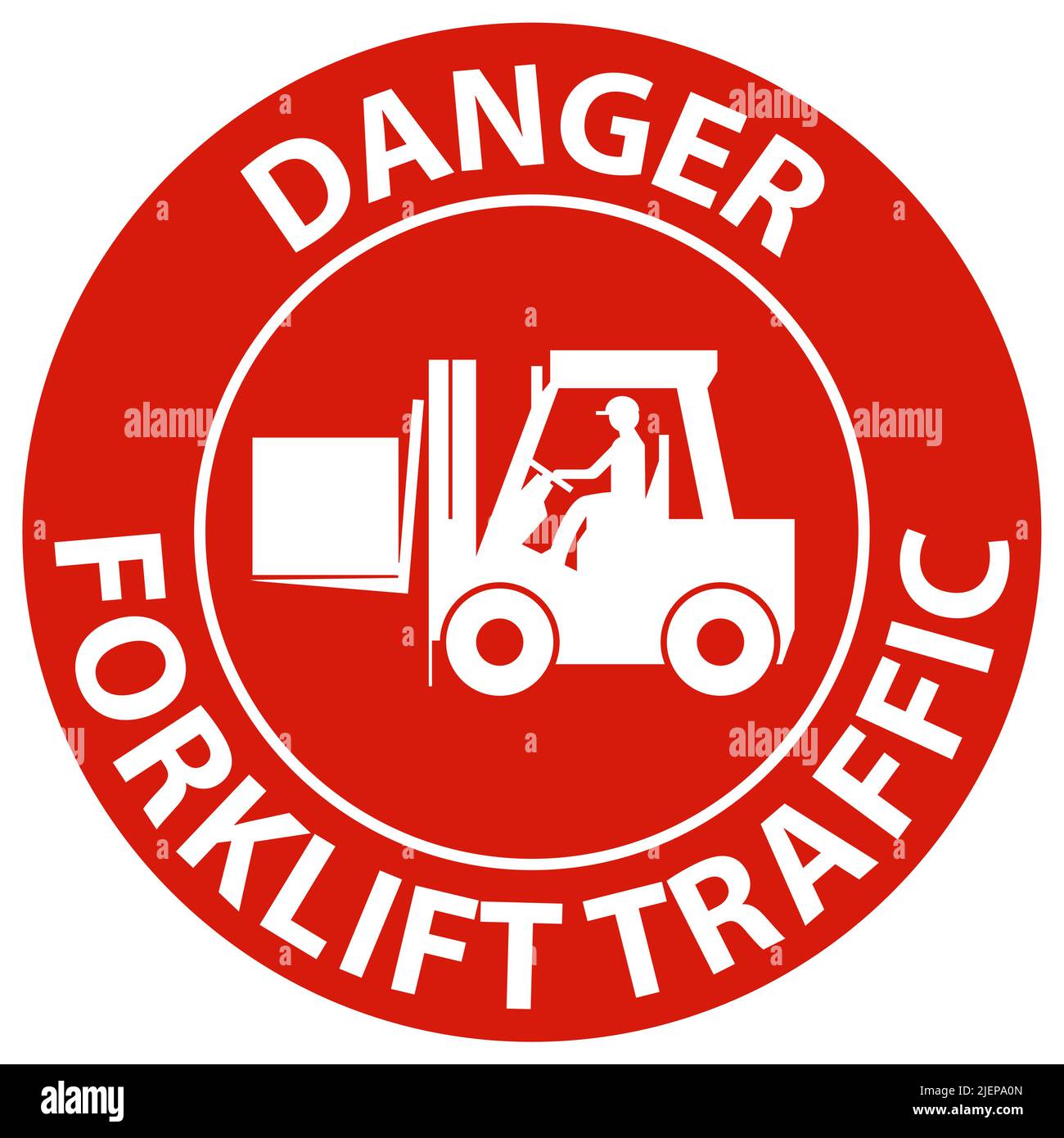 Danger Forklift Traffic Floor Sign On White Background Stock Vector ...