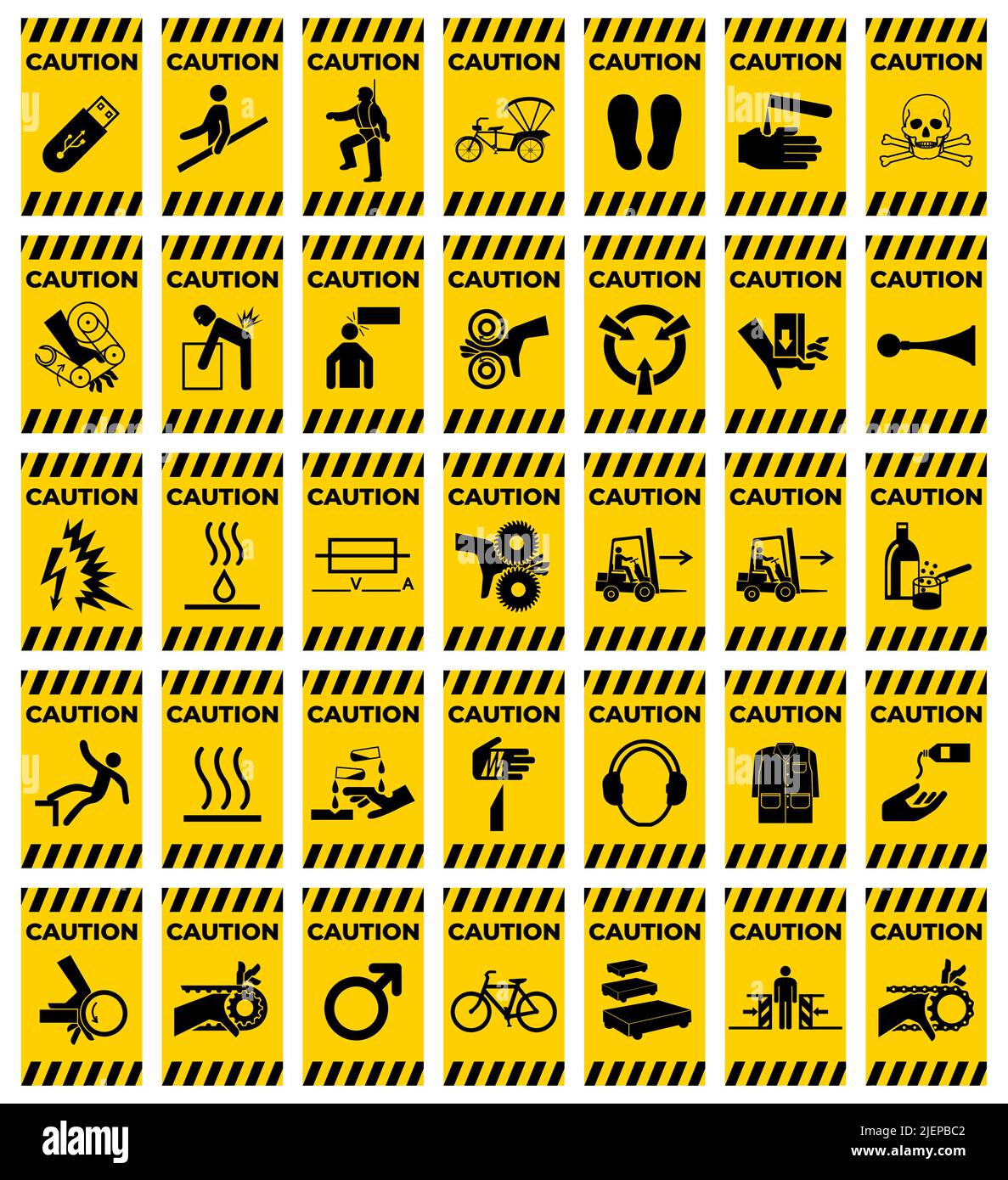 Set Caution Prohibition Sign Symbol on white background Stock Vector