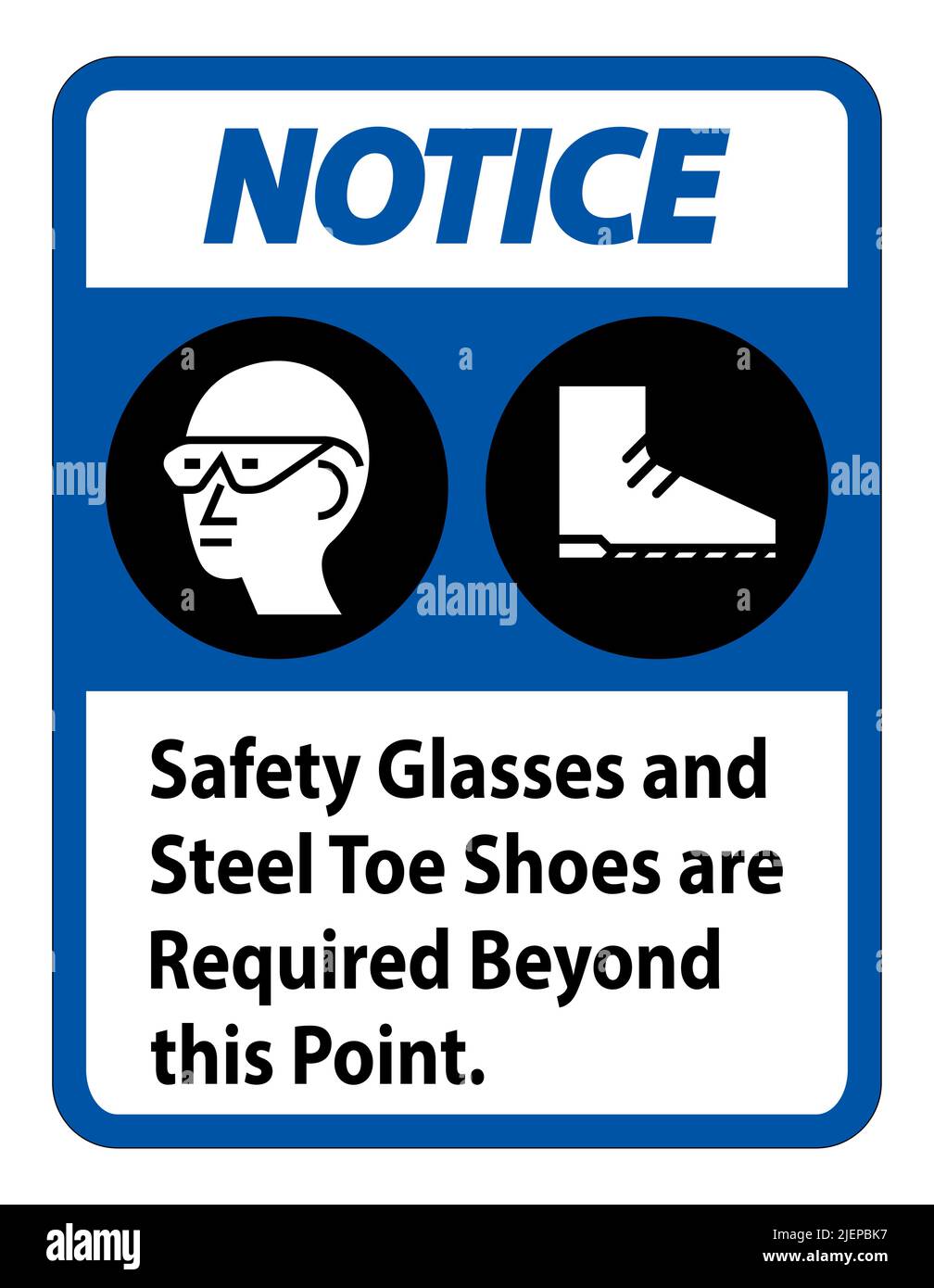 Notice Sign Safety Glasses And Steel Toe Shoes Are Required Beyond This