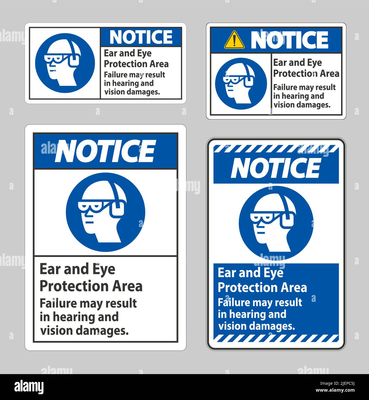 Eye Protection Area Notice Sign Ear And Eye Protection Area, Failure May Result In Hearing ...