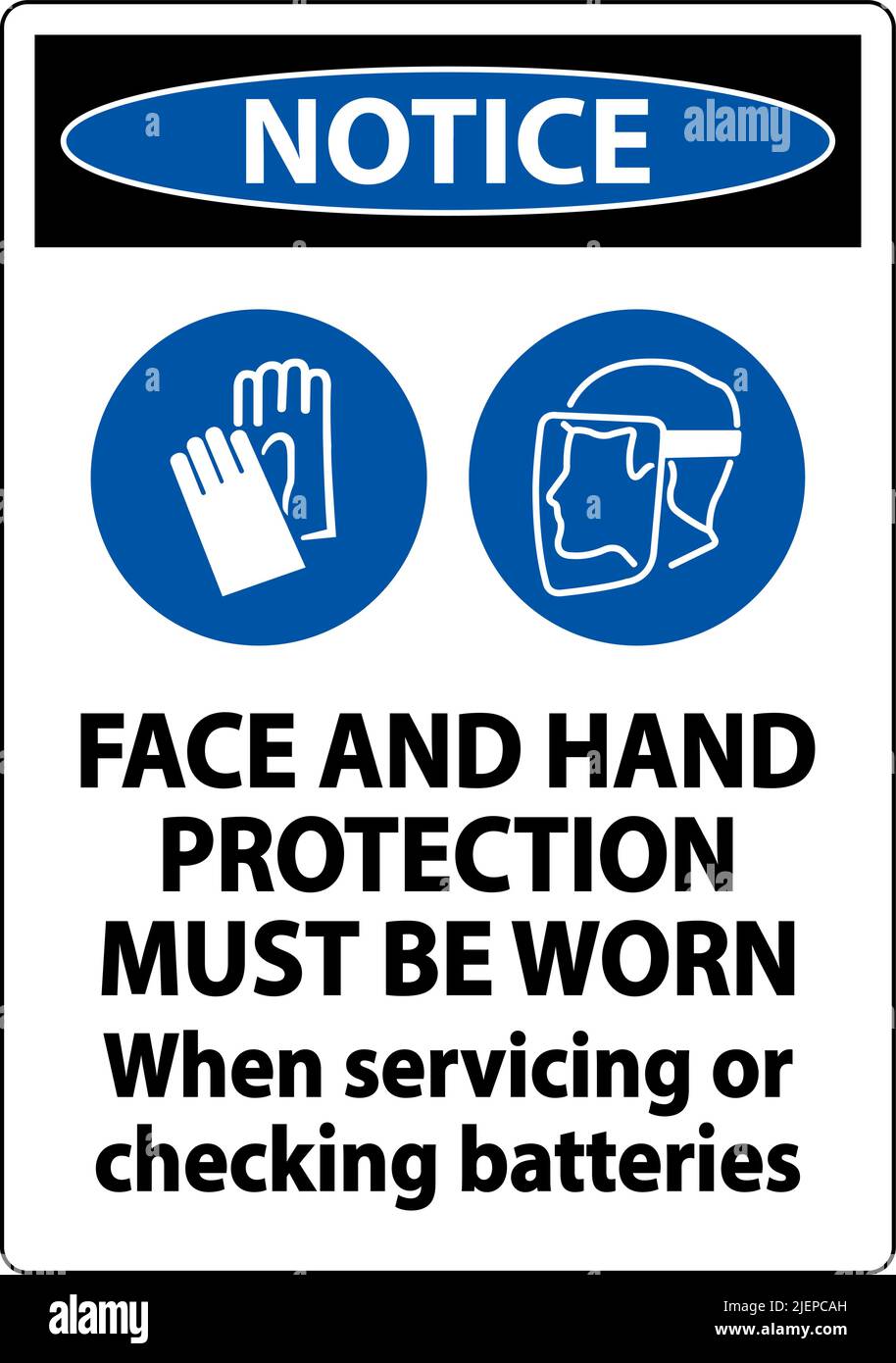 Notice When Servicing Batteries Sign On White Background Stock Vector