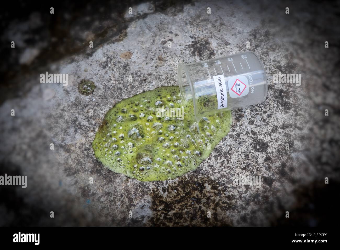 Sulfuric acid leak on the floor Stock Photo Alamy