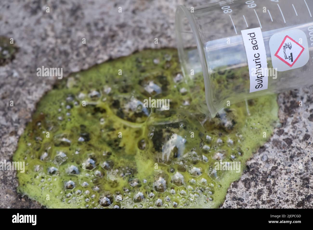 Sulfuric acid leak on the floor Stock Photo Alamy