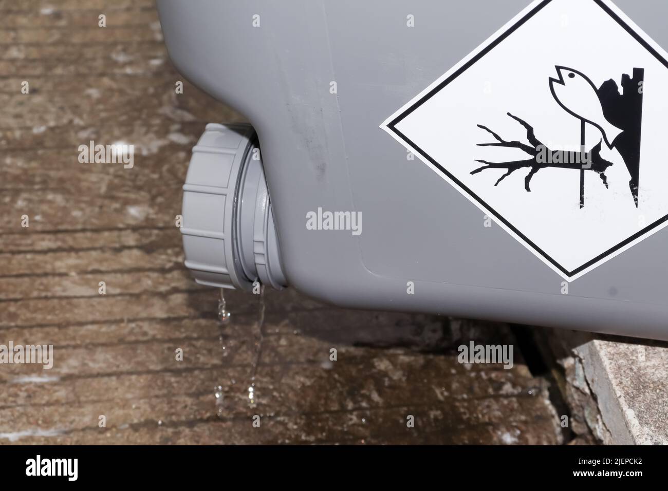 chemical tank leak on the floor Stock Photo Alamy