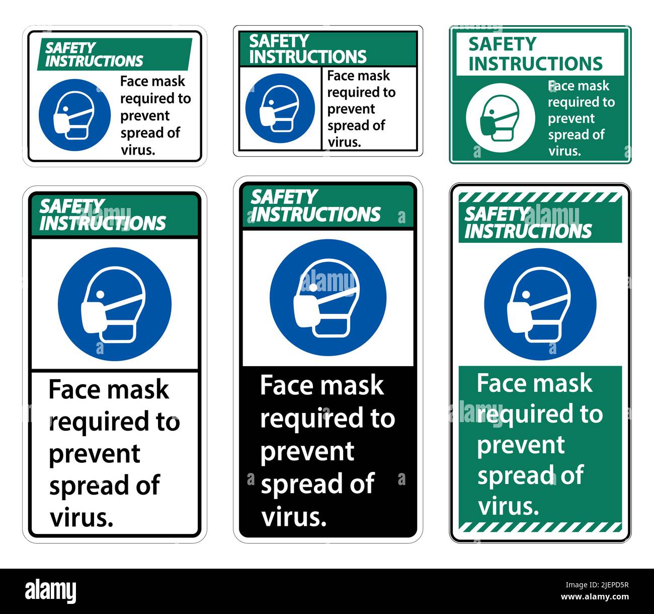 Prevent Mask Safety Instructions Face mask required to prevent spread of virus sign ...