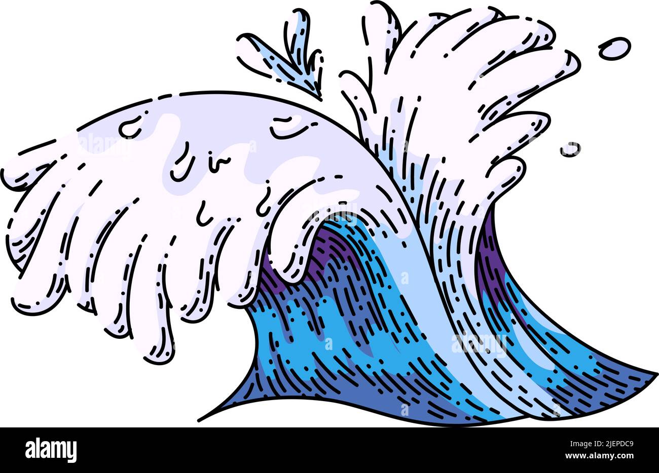 sea ocean waves sketch hand drawn vector Stock Vector Image & Art - Alamy