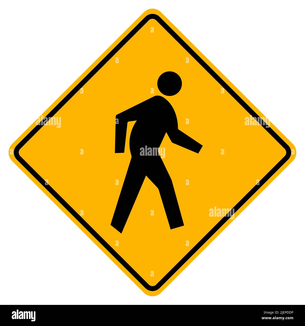 Pedestrian Crossing Warning Road Sign Stock Vector