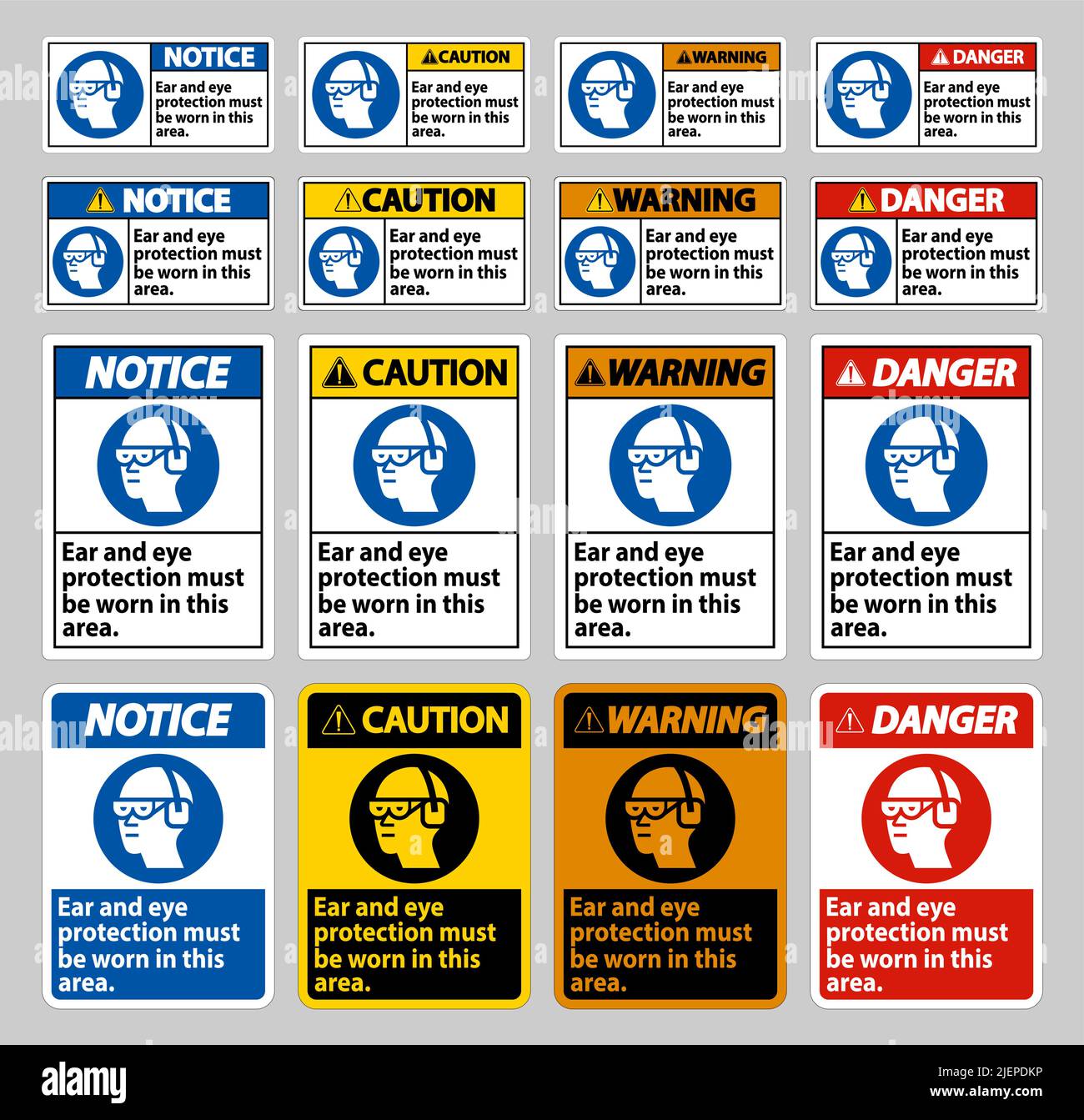 Ear And Eye Protection Must Be Worn In This Area Stock Vector Image ...