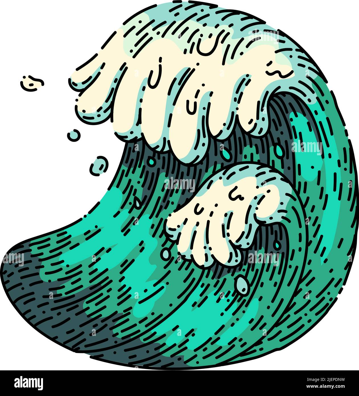 sea ocean waves sketch hand drawn vector Stock Vector Image & Art - Alamy