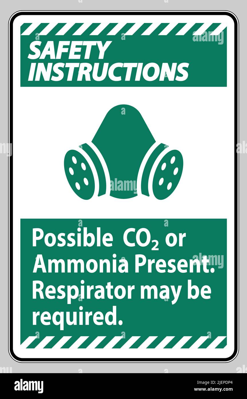 Safety Instructions PPE Sign Possible Co2 Or Ammonia Present