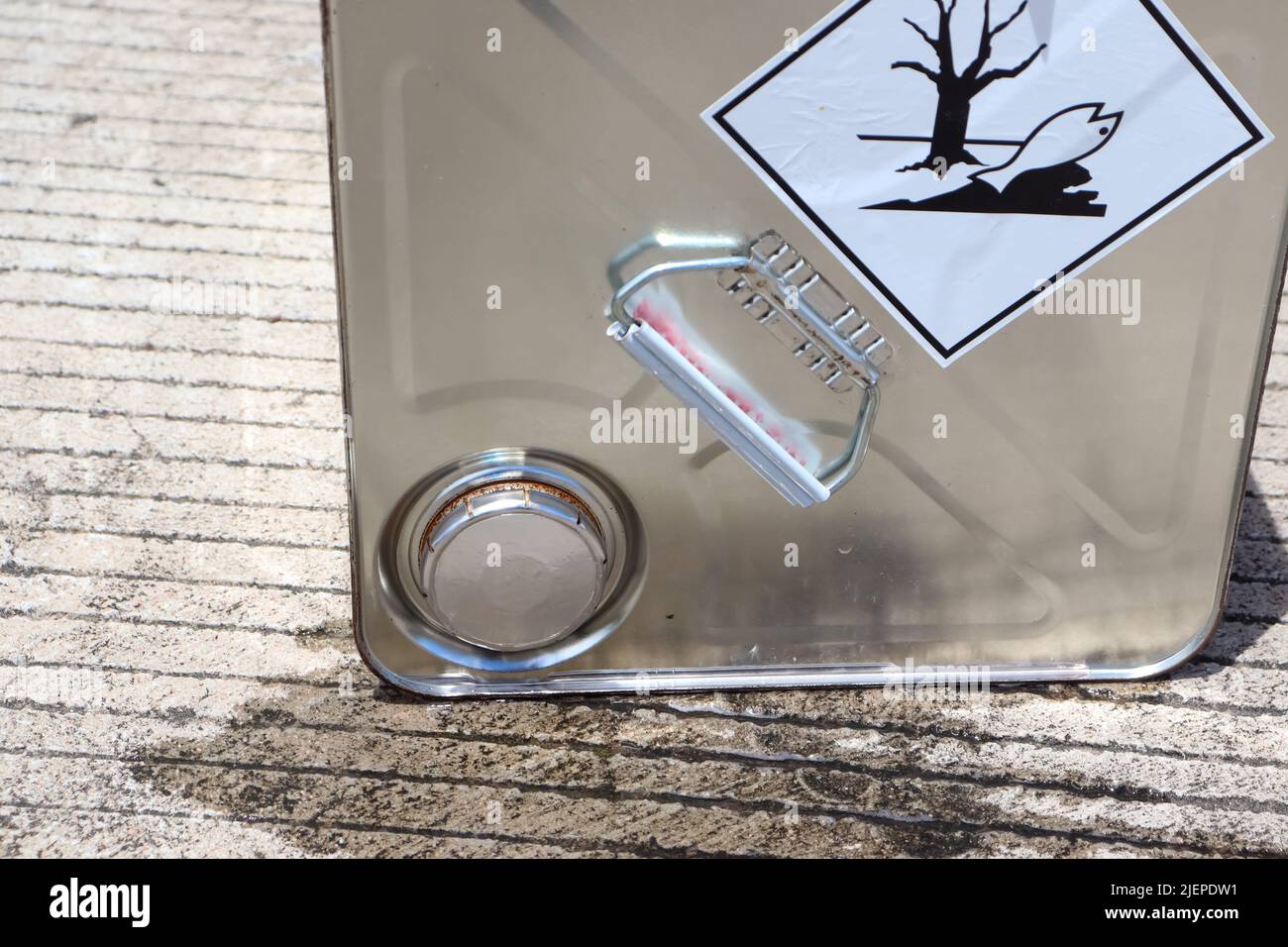 chemical tank leak on the floor Stock Photo Alamy