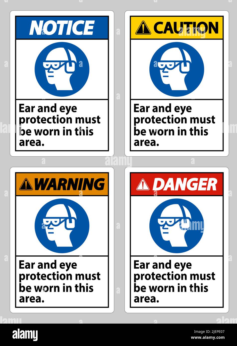 Ear And Eye Protection Must Be Worn In This Area Stock Vector Image ...