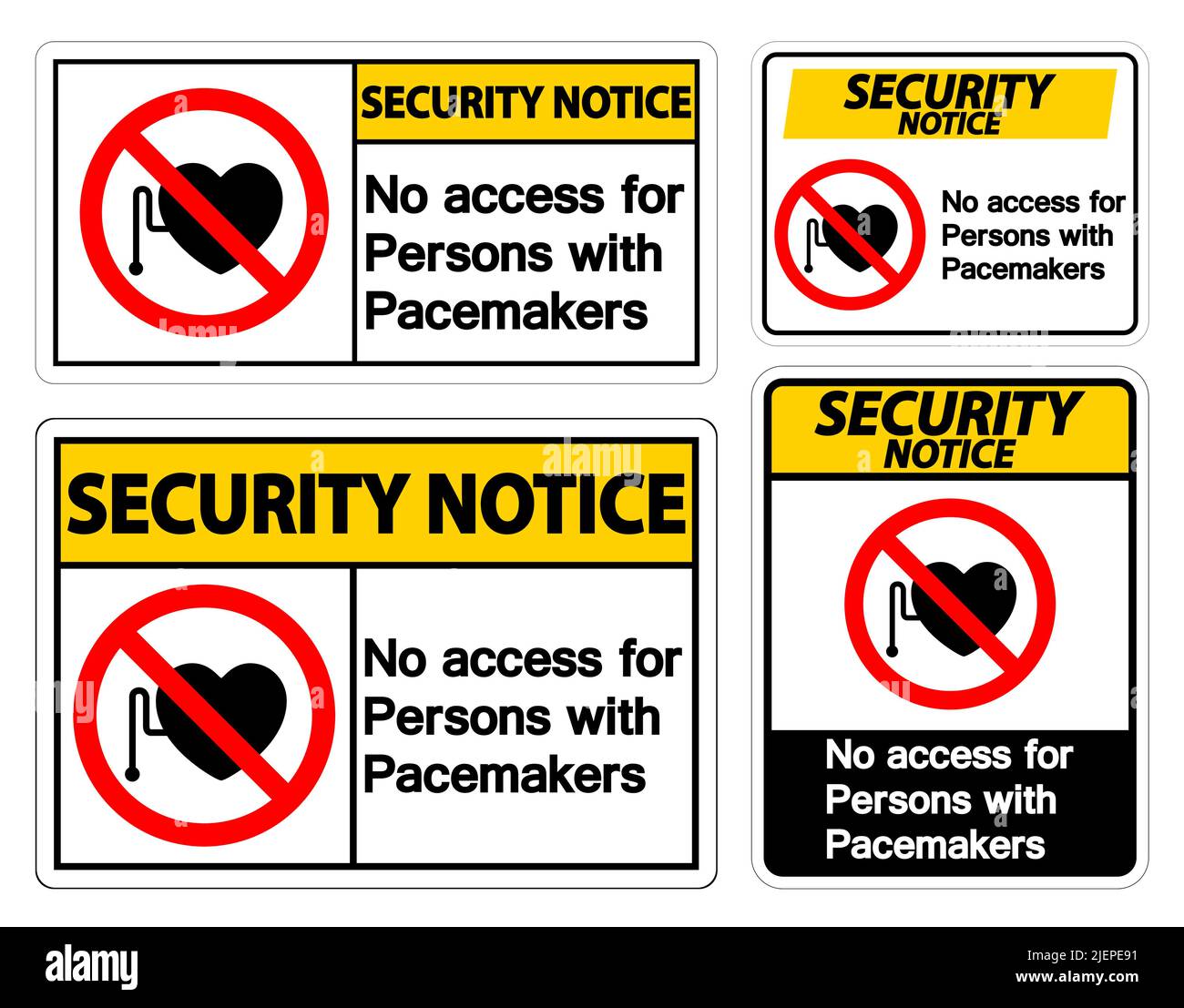 Security Notice No Access For Persons With Pacemaker Symbol Sign On White Background Stock