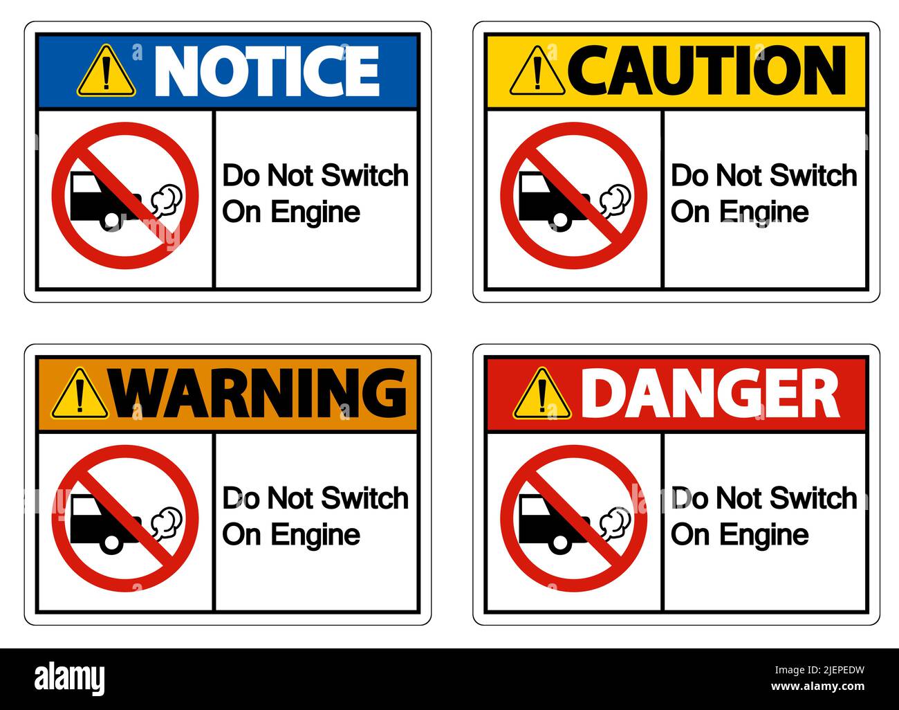 Do Not Switch On Engine Sign On White Background Stock Vector