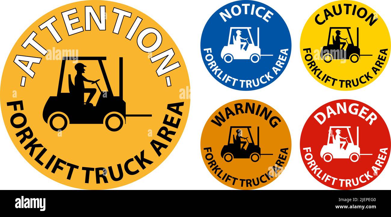 Forklift Truck Area Hazard Warning Sign Stock Vector