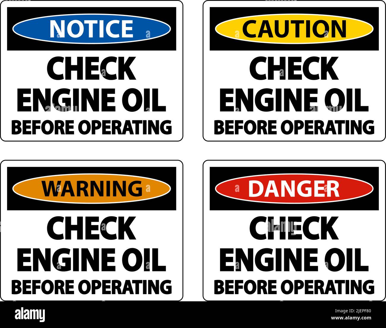 Check Oil Before Operating Label Sign On White Background Stock Vector