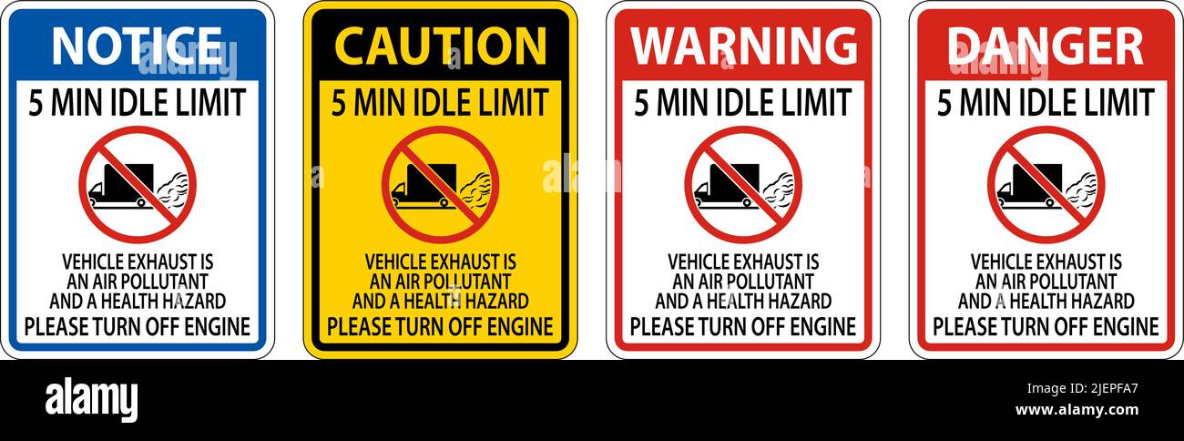 Warning 5 Min Idle Limit Sign On White Background Stock Vector