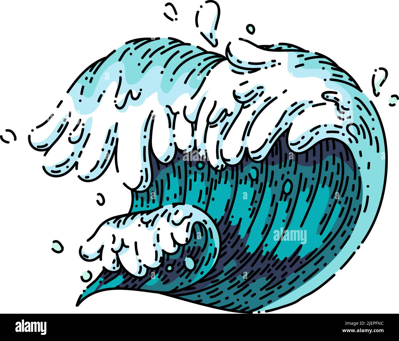 sea ocean waves sketch hand drawn vector Stock Vector Image & Art - Alamy