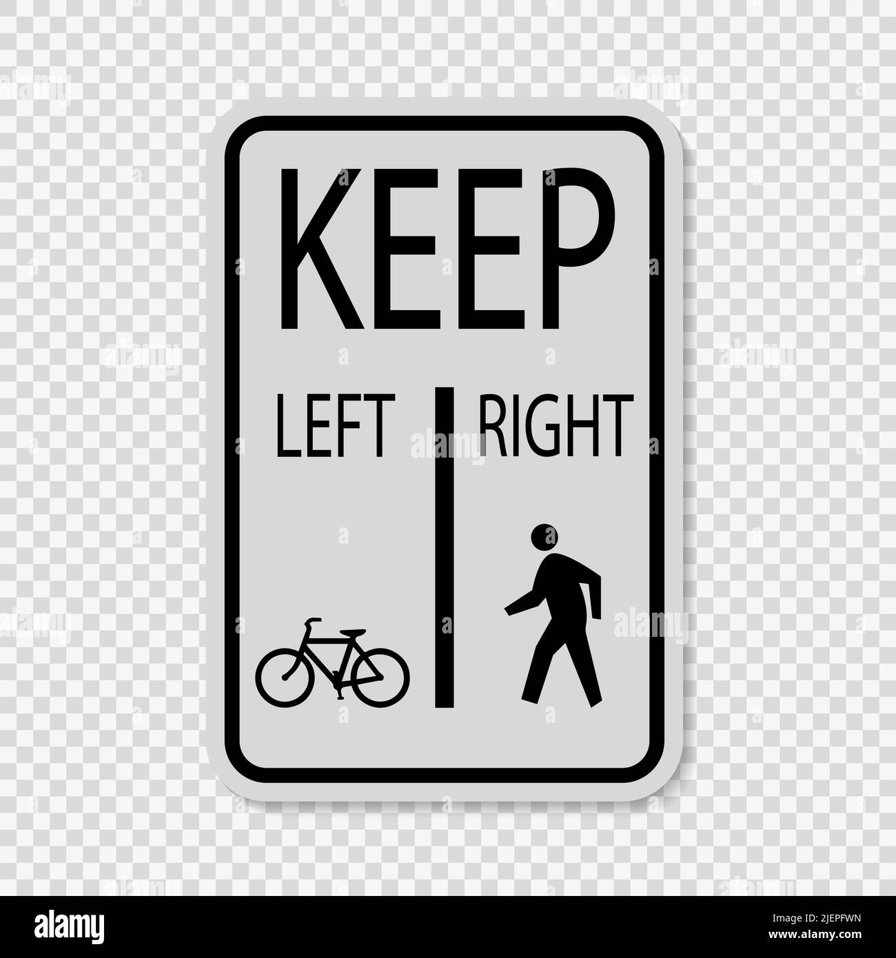 Bicycles Keep Left Pedestrians Keep Right Sign on transparent background,vector illustration Stock Vector