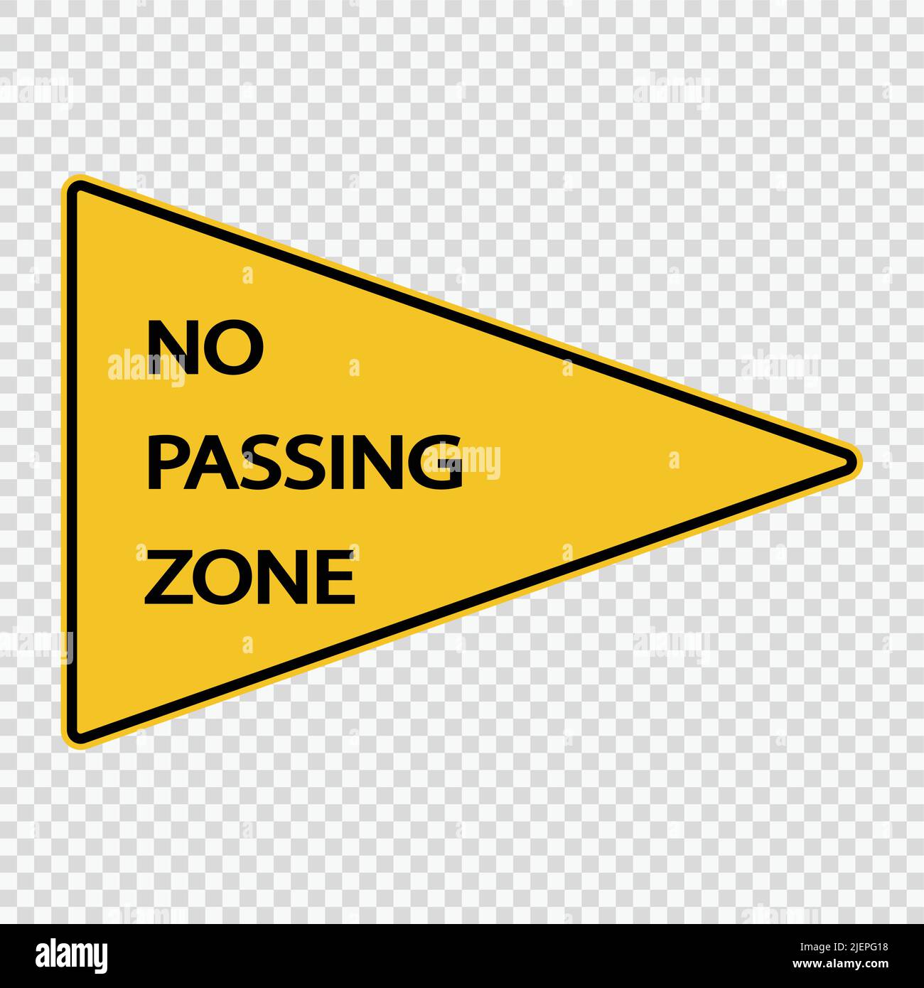 No passing zone sign on transparent background,vector illustration
