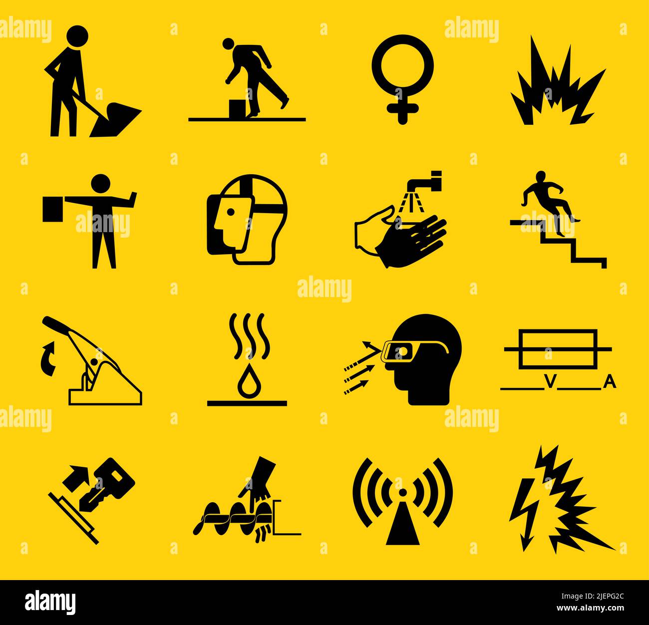 Warning signs,industrial hazards icon labels Sign Isolated on White ...