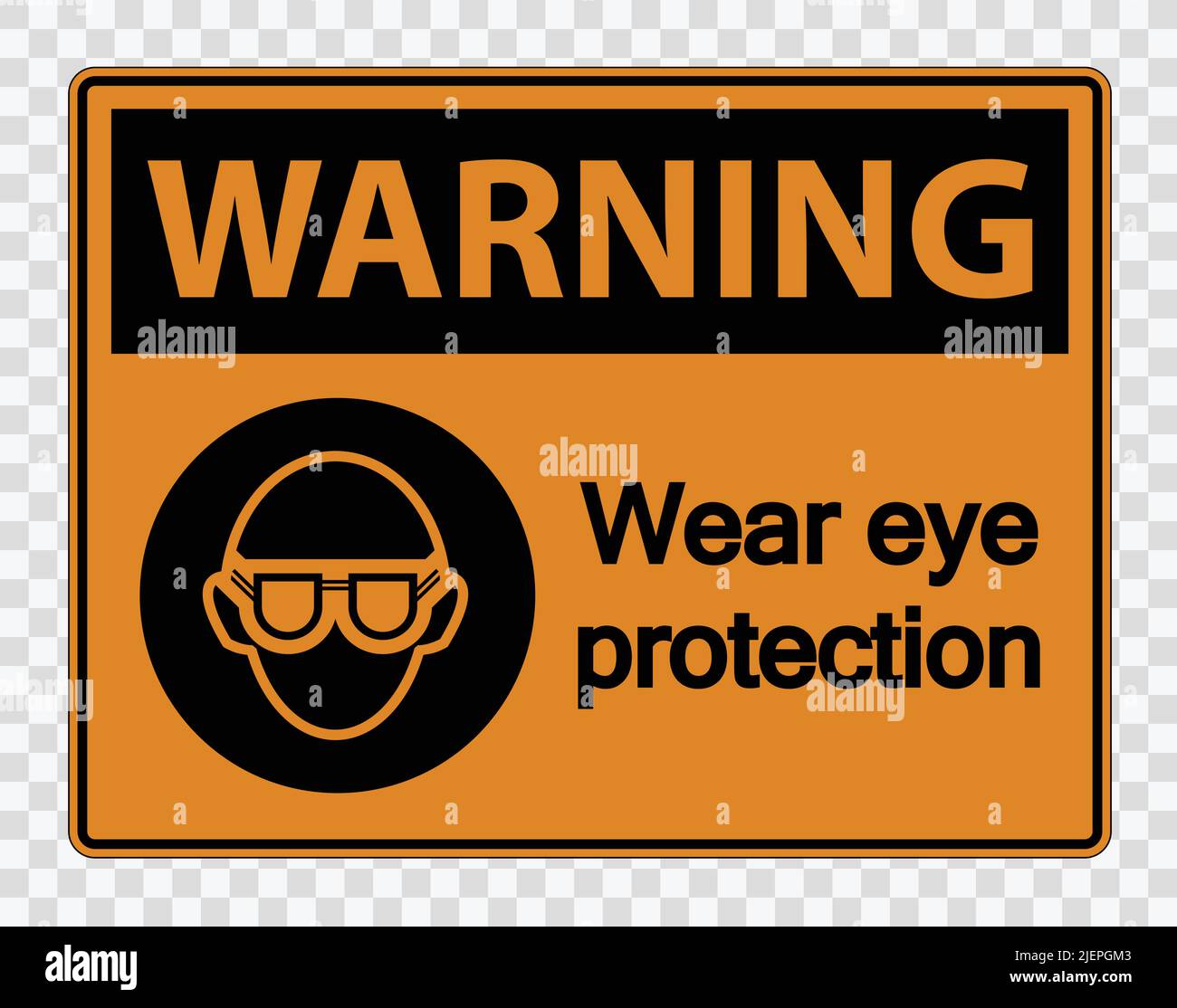 Warning Wear eye protection on transparent background,vector
