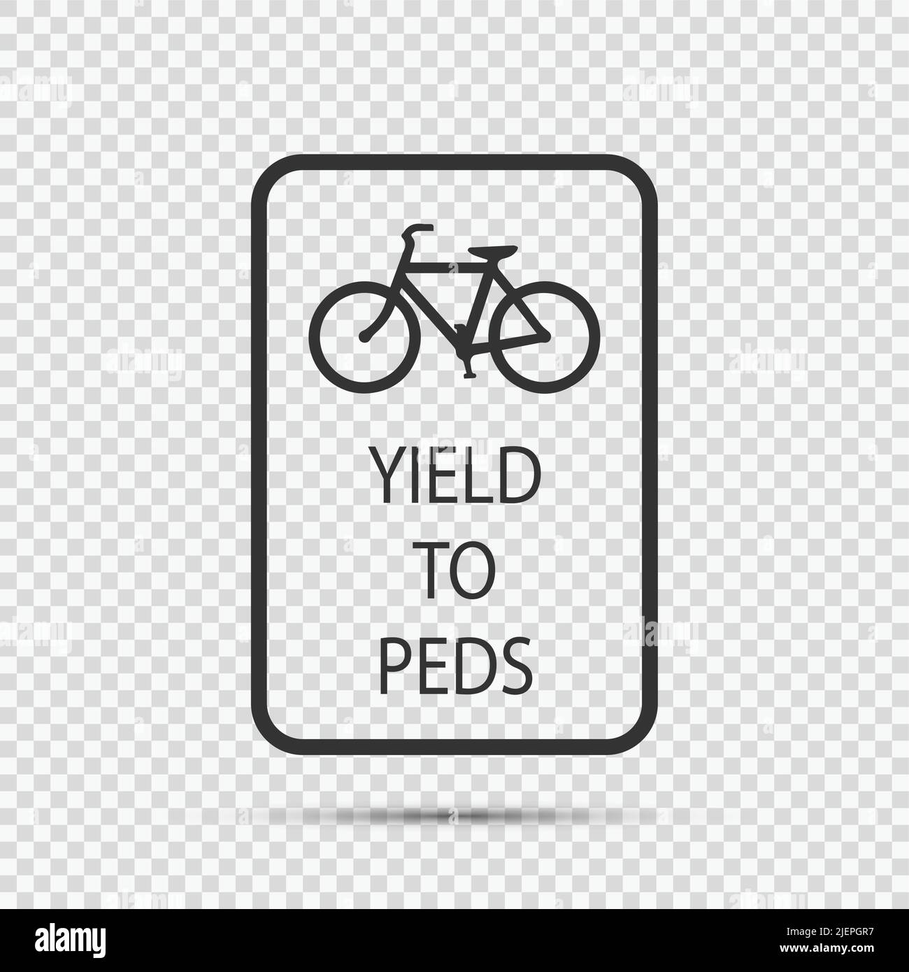 Bicycles Yield to Pedestrians Sign on transparent background,vector illustration Stock Vector