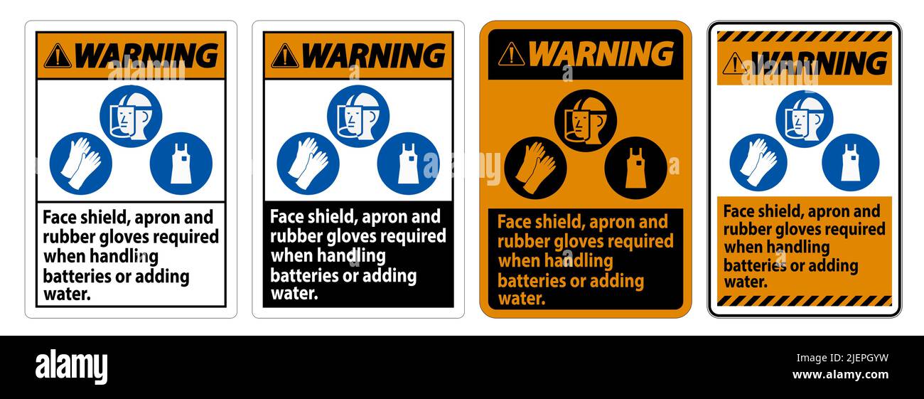 Warning Sign Face Shield, Apron And Rubber Gloves Required When