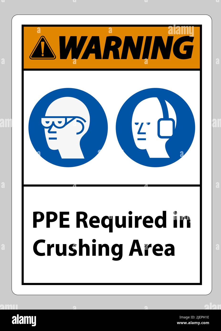 Warning Sign PPE Required In Crushing Area Isolate on White Background