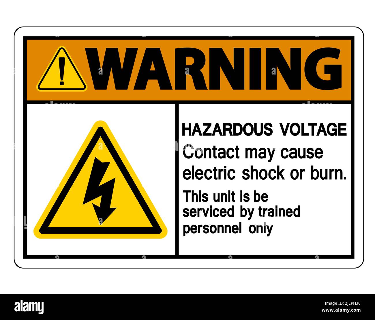 Warning Hazardous Voltage Contact May Cause Electric Shock Or Burn Sign