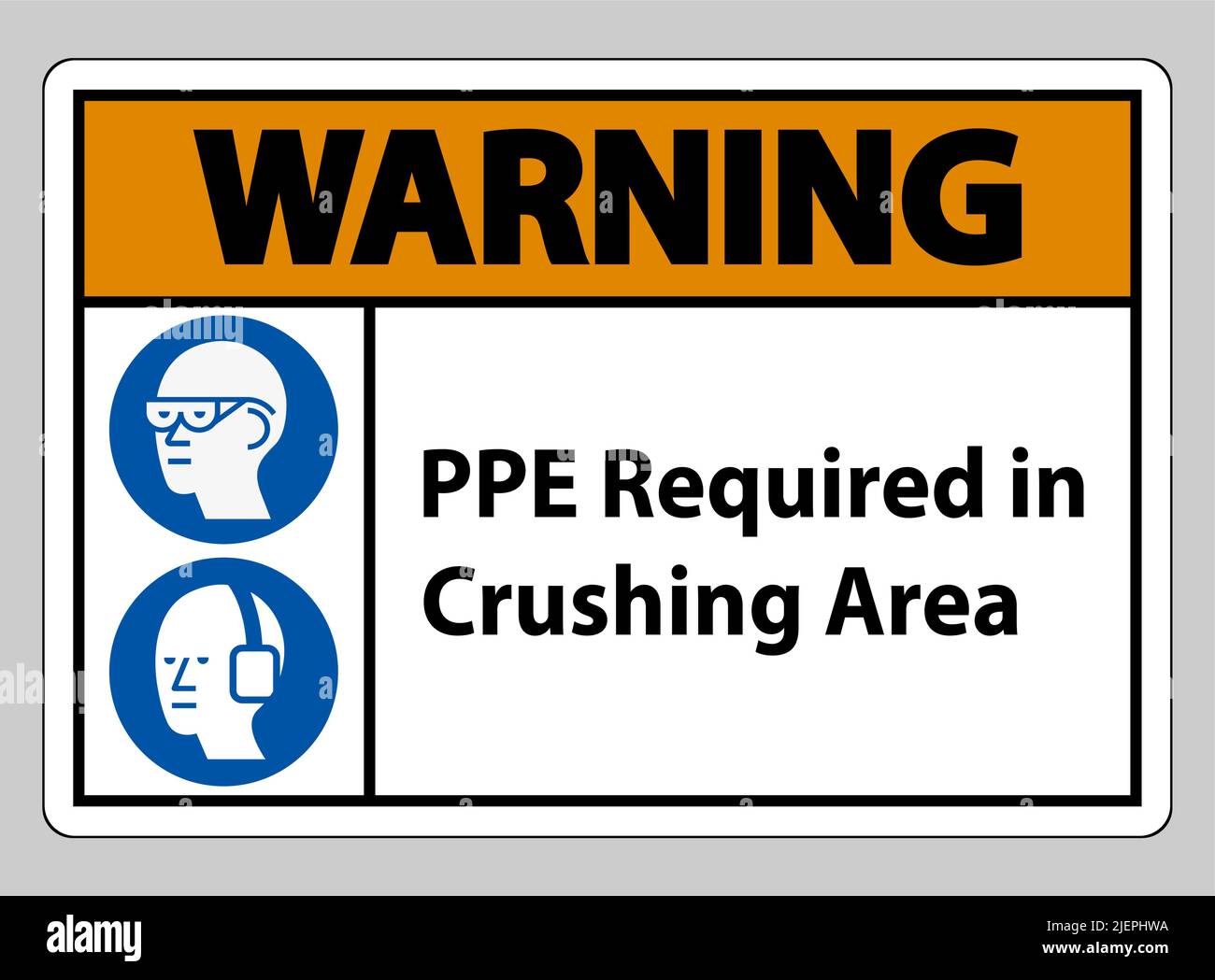 Warning Sign PPE Required In Crushing Area Isolate on White Background