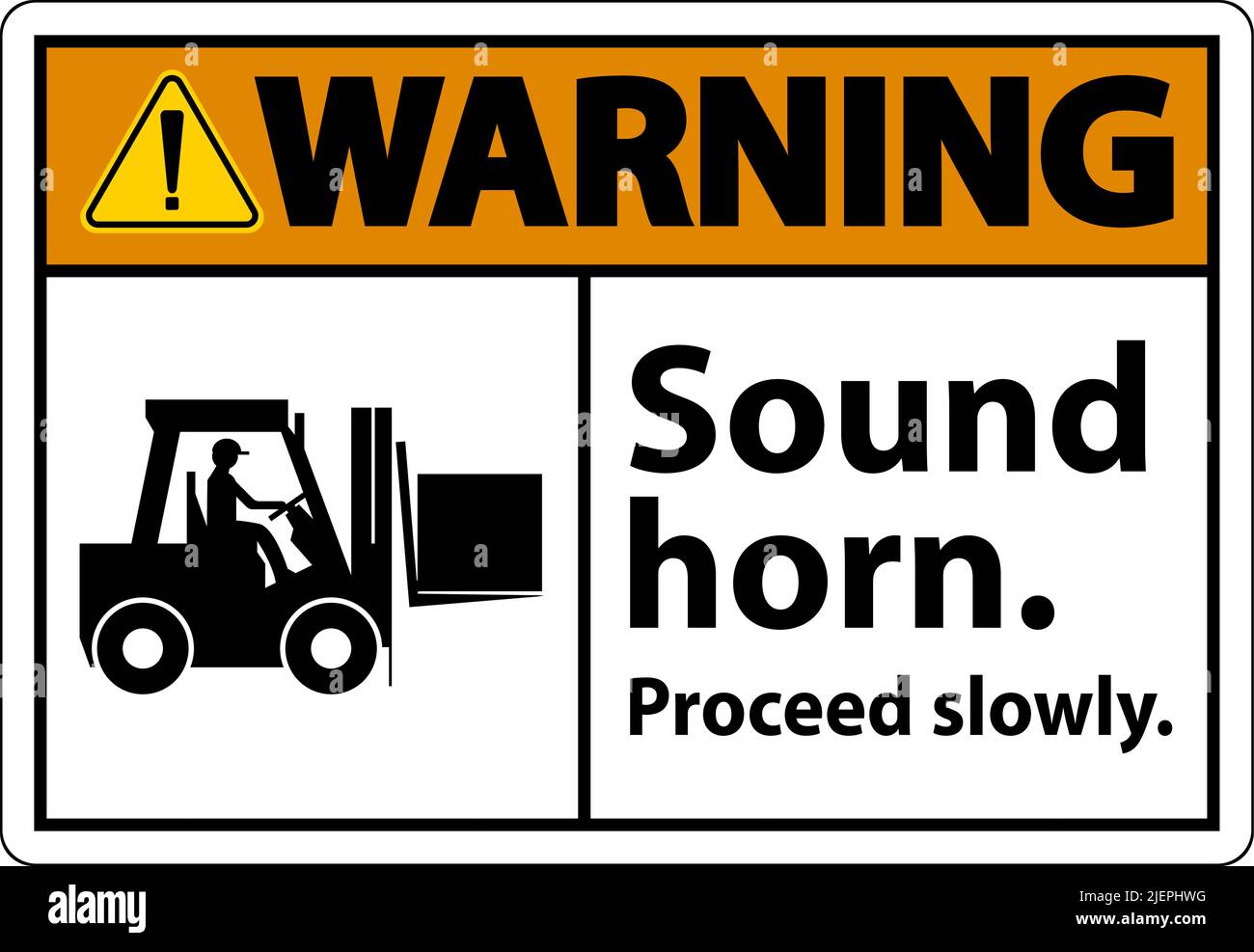 Warning Sound Horn Proceed Slowly Sign On White Background Stock Vector