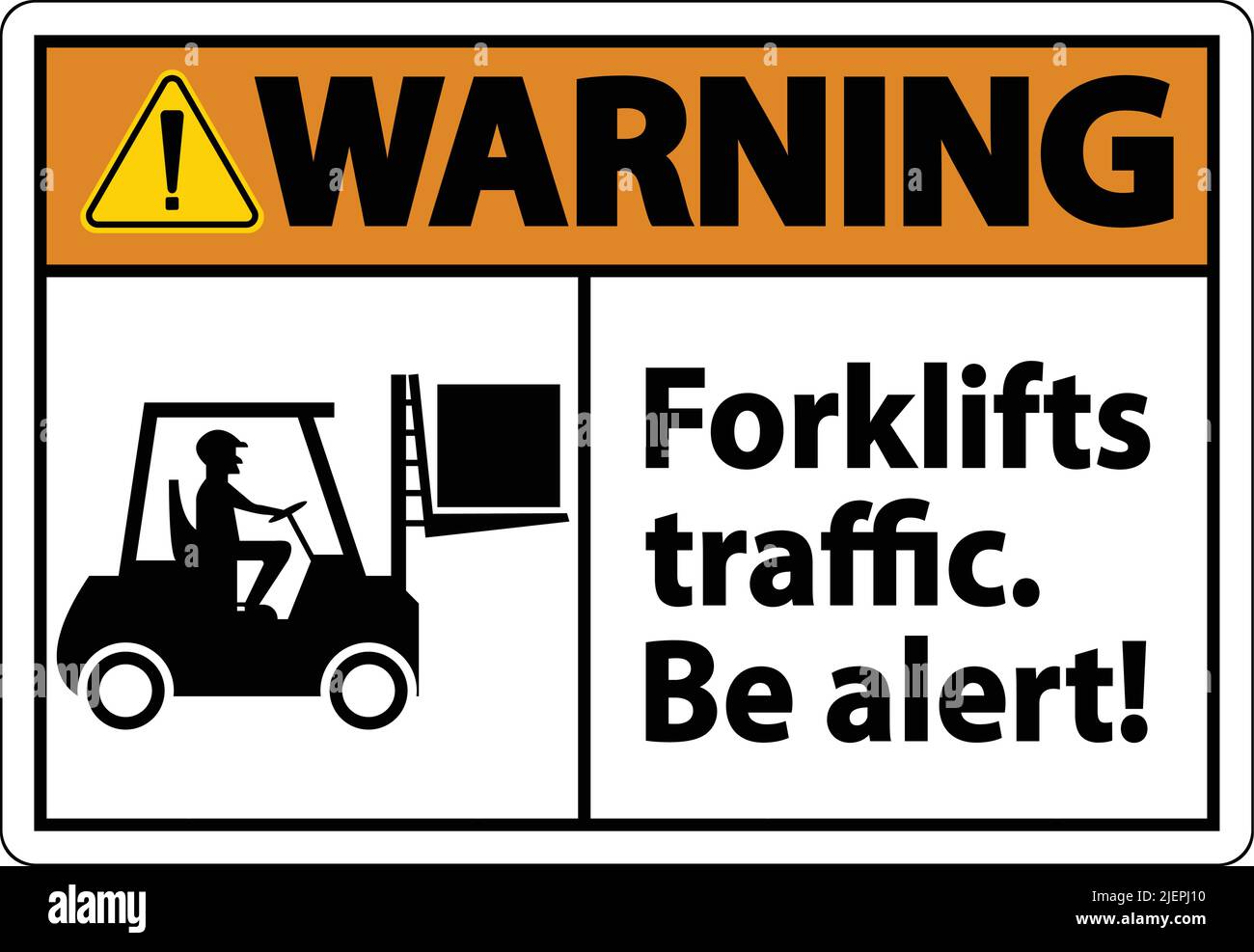 Warning Forklift Traffic Be Alert Sign On White Background Stock Vector ...