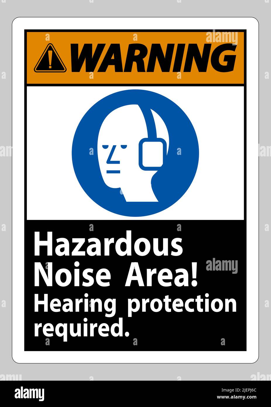 Warning Sign Hazardous Noise Area, Hearing Protection Required Stock