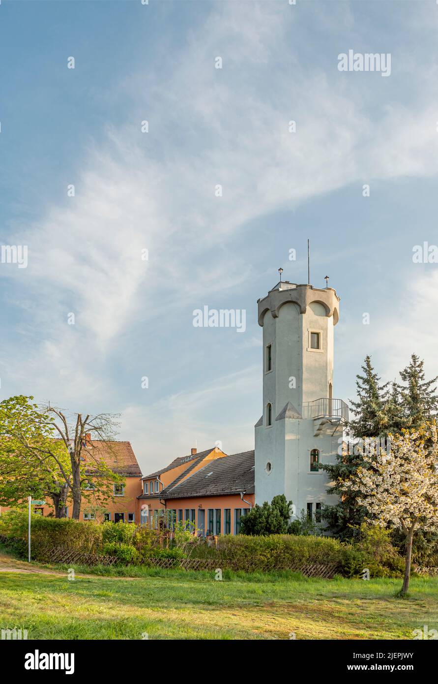 Boselturm Tower on the Boselspitze at the Spaargebirge in Saxony, Germany Stock Photo