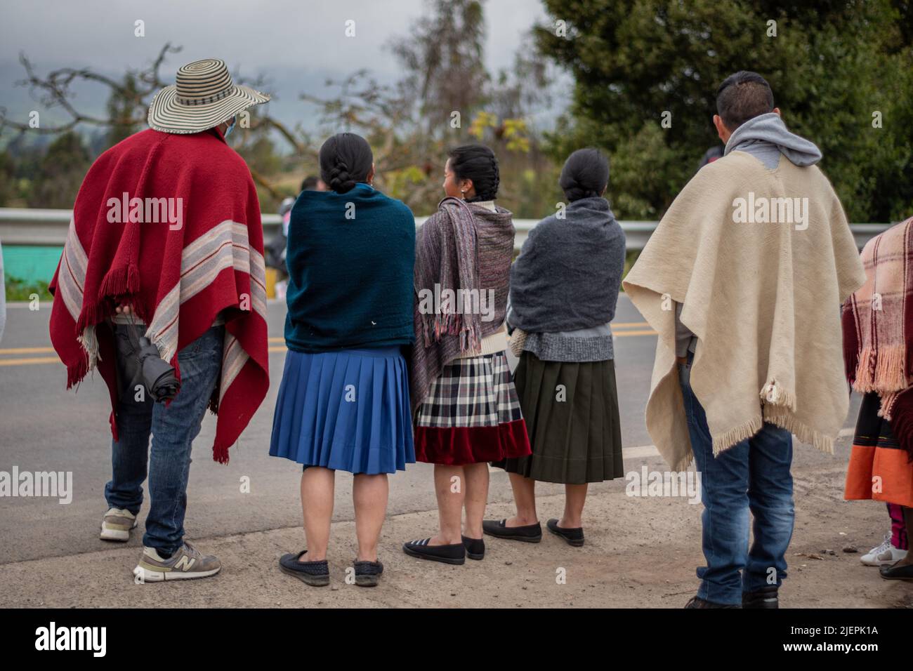 Indigenous people wearing traditional dress, Ipiales, Nariño. Stock Photo