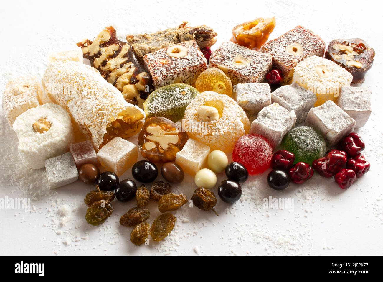 various Turkish delights and chocolate candies Stock Photo - Alamy