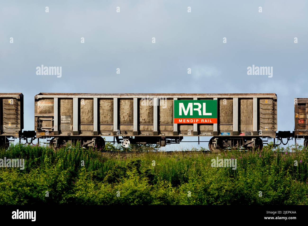 Mendip Rail wagon, part of a stone train, Warwickshire, UK Stock Photo