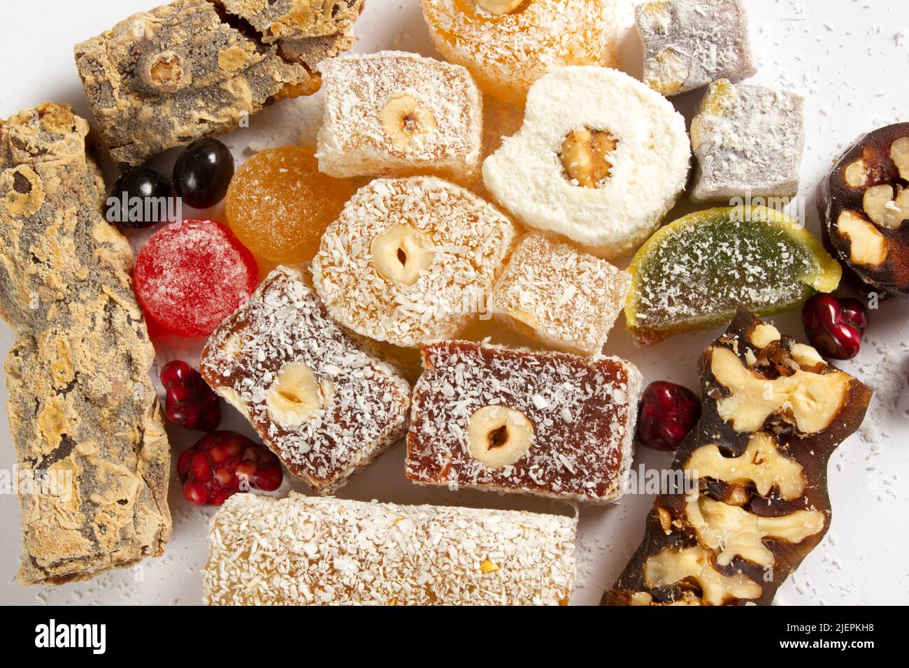 various Turkish delights and chocolate candies Stock Photo - Alamy