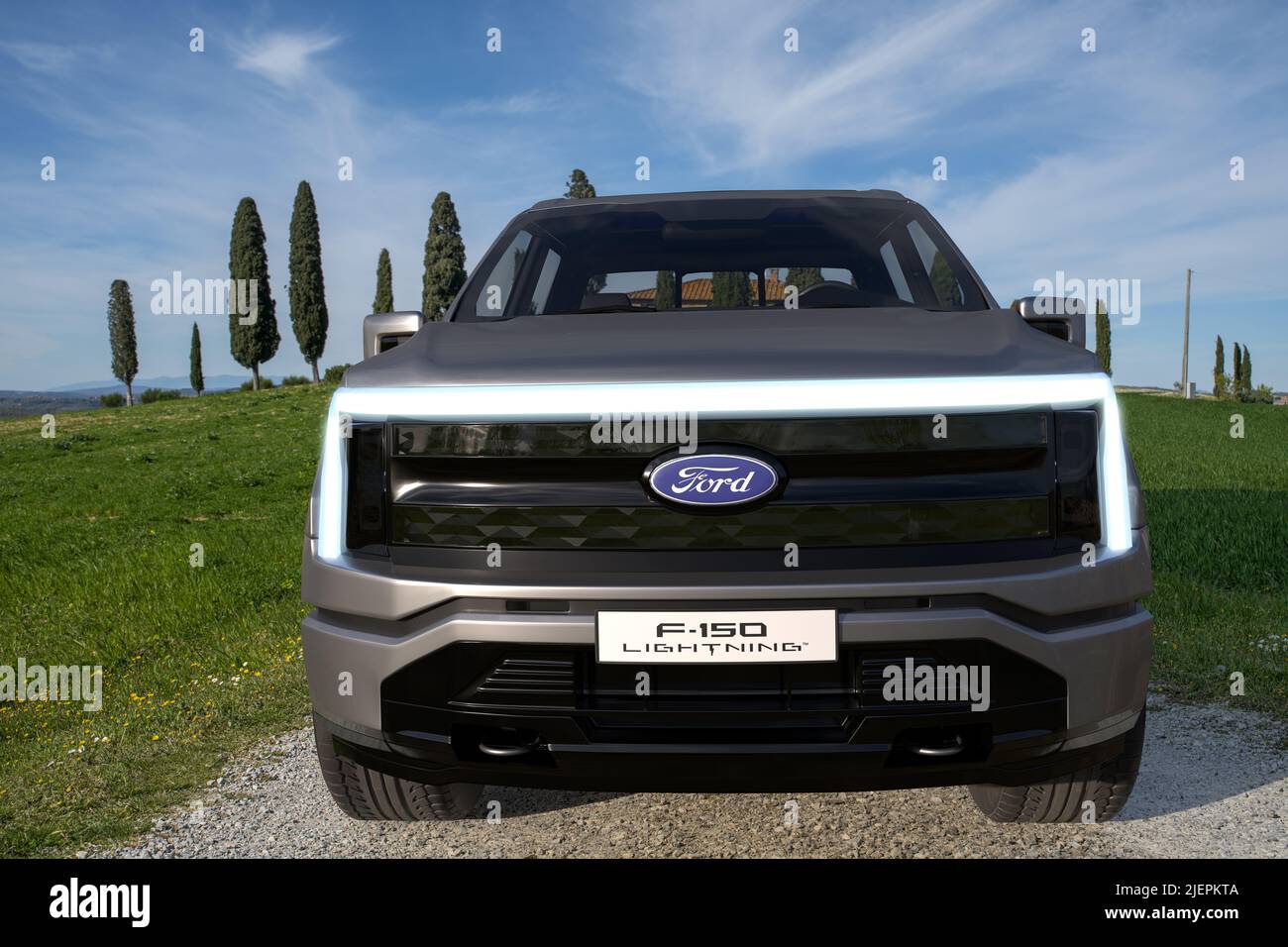 Ford F-150 Lightning Electric Truck Stock Photo