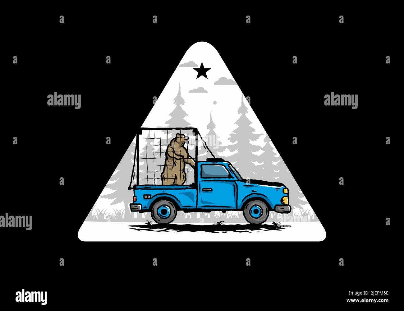 Illustration Of A Big Bear In Cage On Car Stock Vector Image Art Alamy