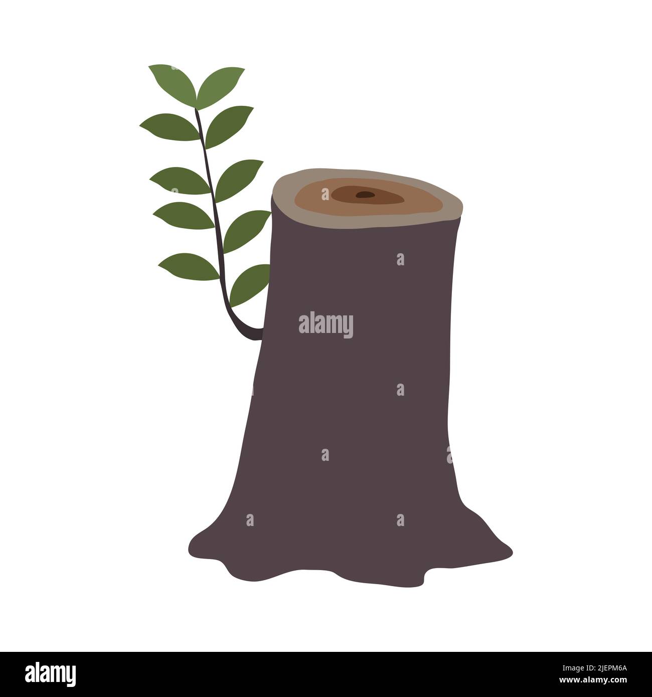 Tree stump and growing young branch Stock Vector