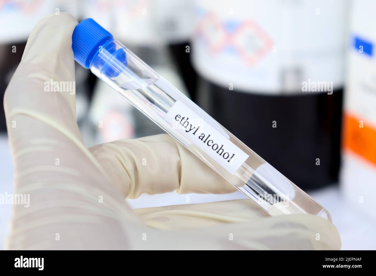 ethyl alcohol in test tube, a chemical used in laboratories or industry